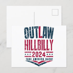 Cartão Postal Eleições Antigas Proíbem Bandeira dos EUA Hillbill
