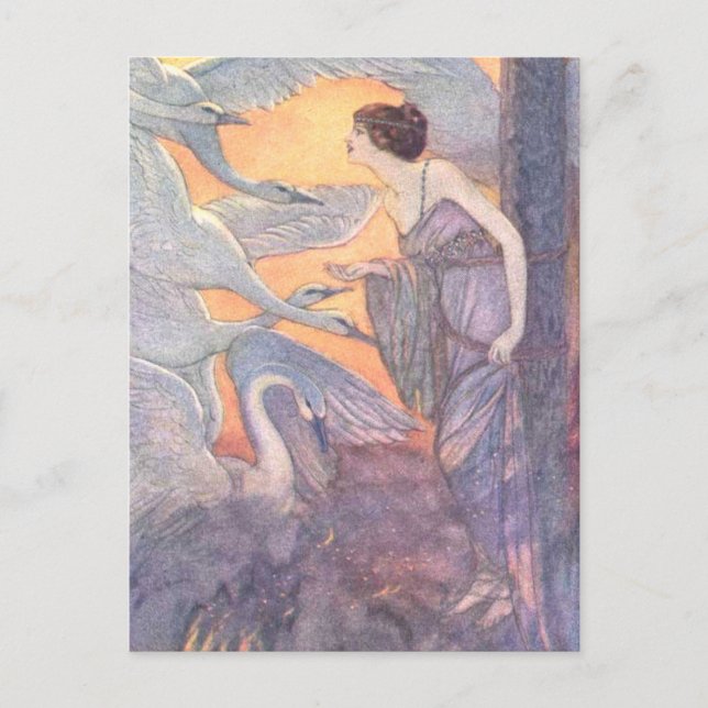 Cartão Postal Elenore Abbott Os Seis Swans Postcard (Frente)