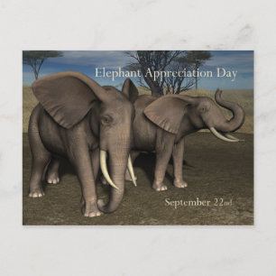 Cartão Postal Elephant Appreciation Day PostCard 22 de setembro