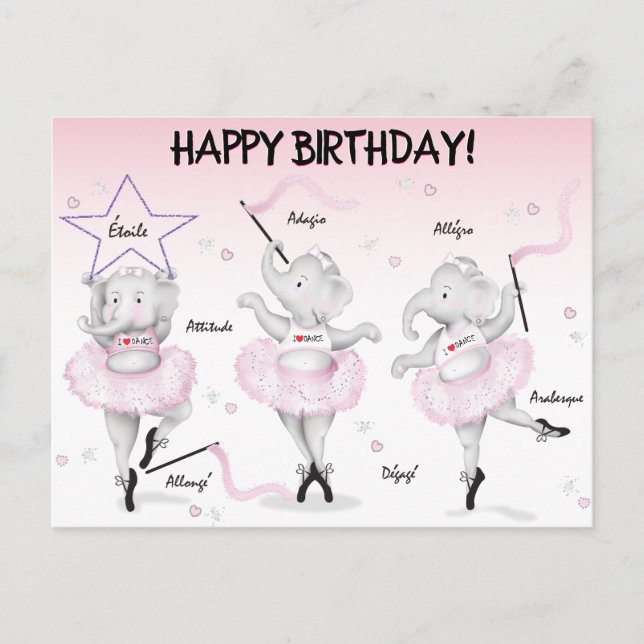 Cartão Postal Elephant Ballerina Dance Considerando (Frente)