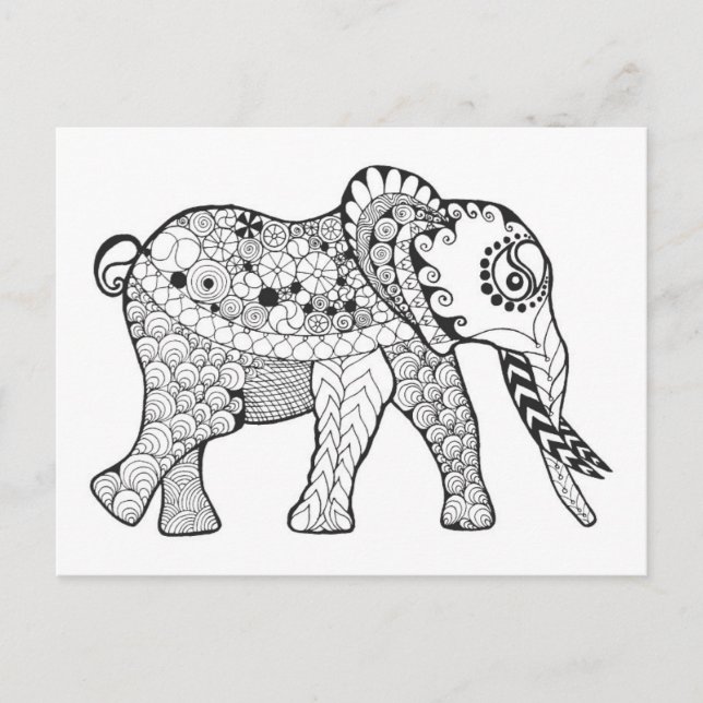 Cartão Postal Elephant Doodle (Frente)
