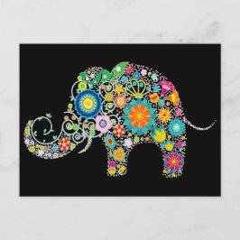 Cartão Postal Elephant Floral Art