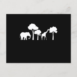 Cartão Postal Elephant Giraffe Africa Zoo Safari Elephant Gift