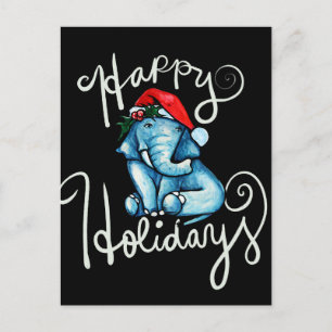 Cartão Postal Elephant Happy Holidays Nature holyule art
