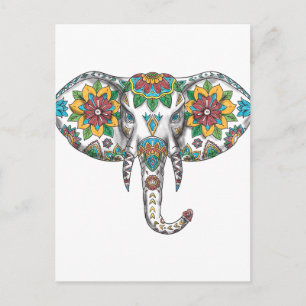 Cartão Postal Elephant Head Mandala Tattoo