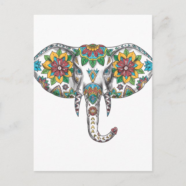 Cartão Postal Elephant Head Mandala Tattoo (Frente)