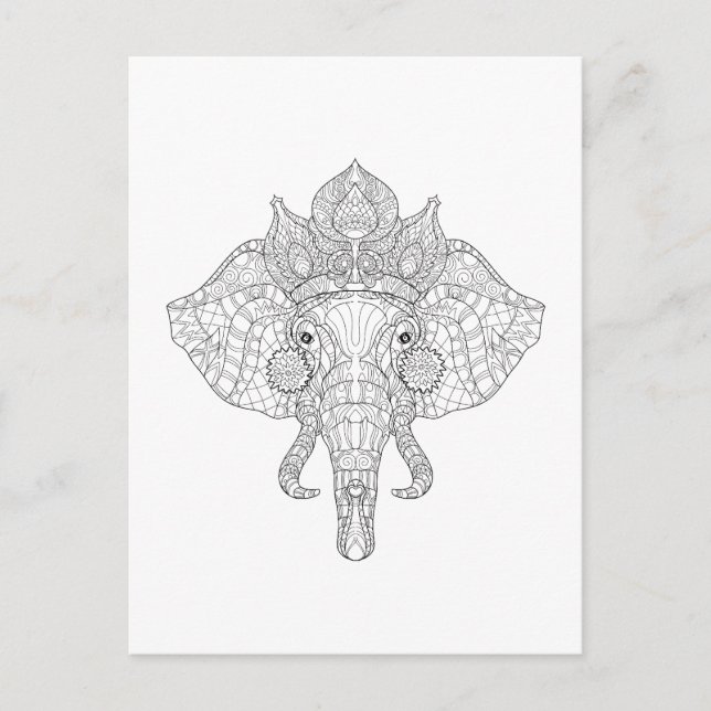 Cartão Postal Elephant Head Zendoodle (Frente)