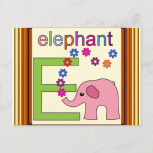 Cartão Postal Elephant - Letra E