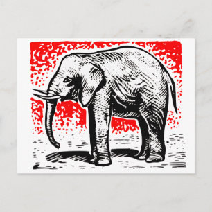 Cartão Postal Elephant Woodcut