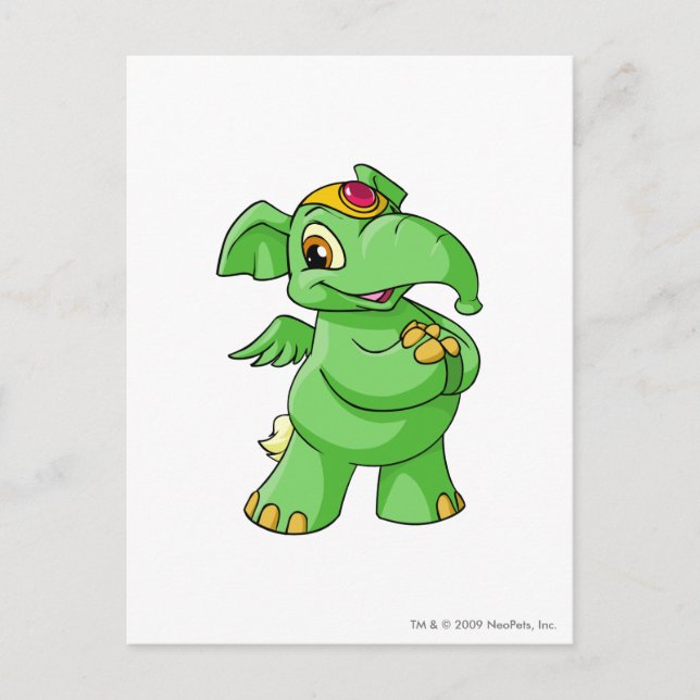 Cartão Postal Elephante Green (Frente)