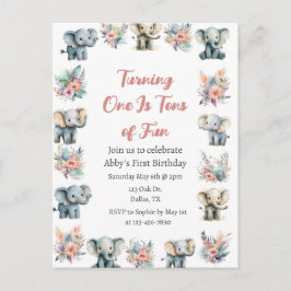 Cartão Postal Elephants & Boho Jungle Flowday