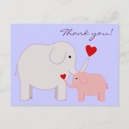 Cartão Postal Elephants in Pink Obrigado Cartão-postal