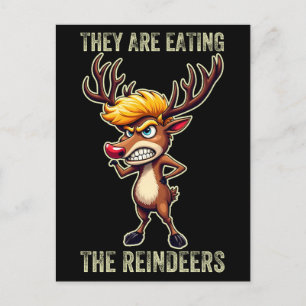 Cartão Postal "Eles Estão Comendo Rebeldes" Engraçado Trump Xmas