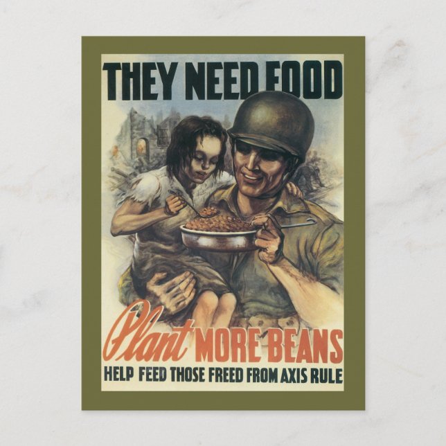 Cartão Postal Eles precisam de Comida ~ Plante mais feijões (Frente)