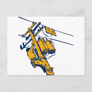 Cartão Postal Eletricista Lineman Trabalhador Elétrico