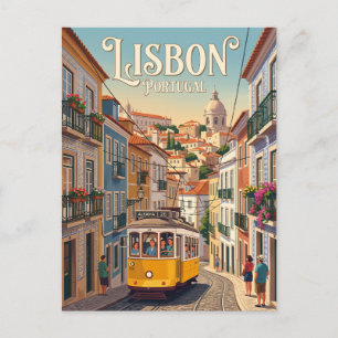 Cartão Postal Elétrico Amarelo de Lisboa Portugal