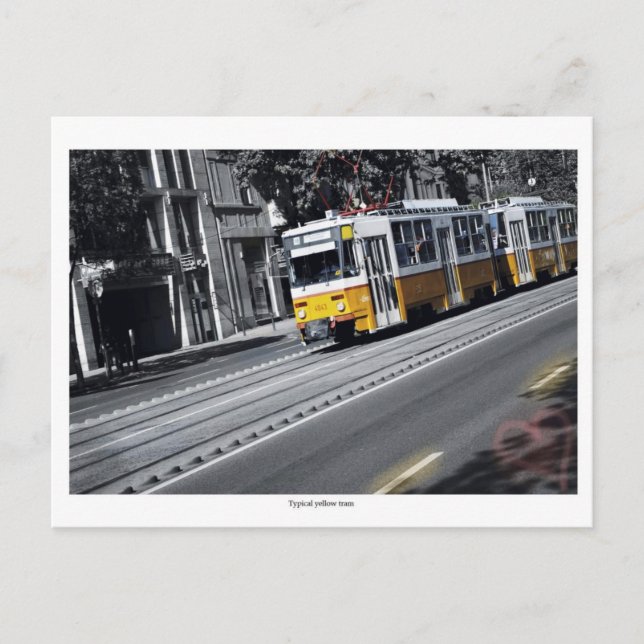 Cartão Postal elétrico amarelo em Budapeste (Frente)