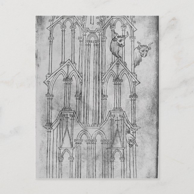Cartão Postal Elevação da torre da Catedral de Laon (Frente)