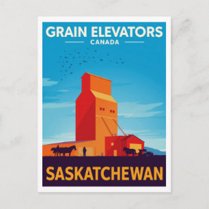 Cartão Postal Elevador de Grãos Vintage de Saskatchewan