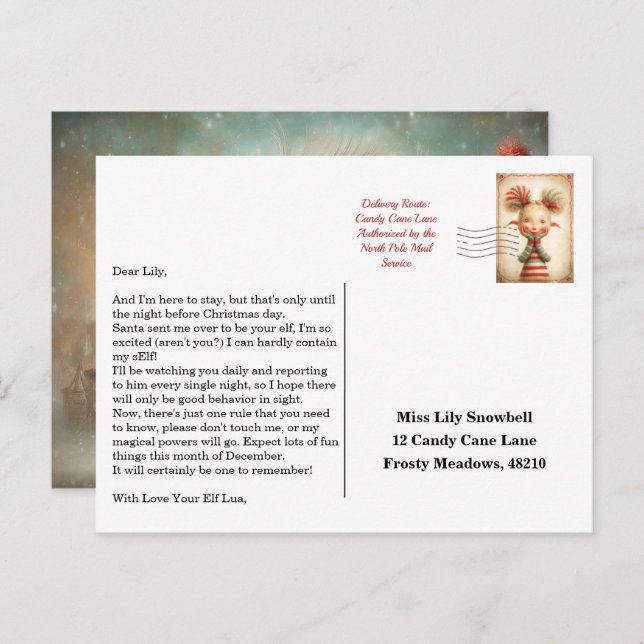 Cartão Postal Elf Arrival Letter | North Pole Welcome Message (Frente/Verso)