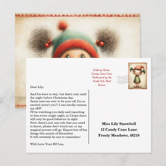 Cartão Postal Elf Arrival Letter | North Pole Welcome Message (Frente/Verso)