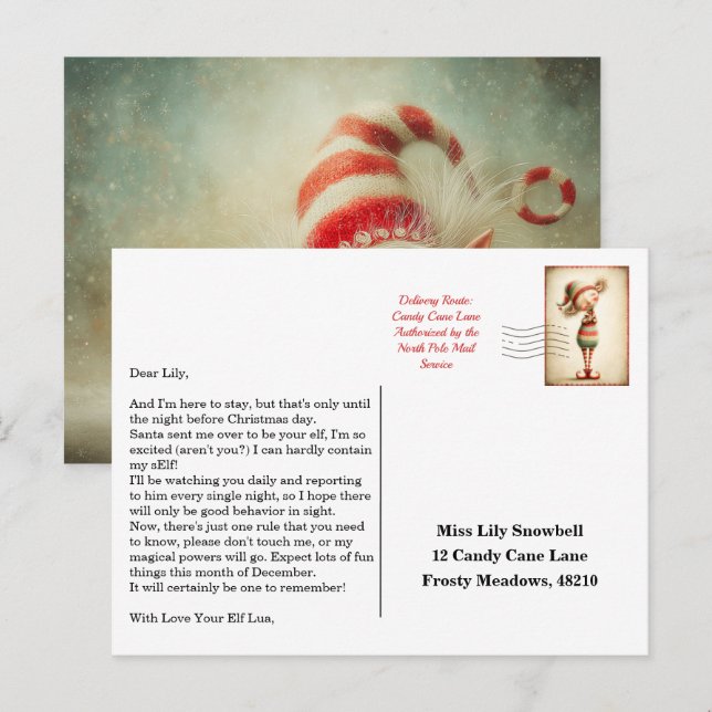 Cartão Postal Elf Arrival Letter | North Pole Welcome Message (Frente/Verso)