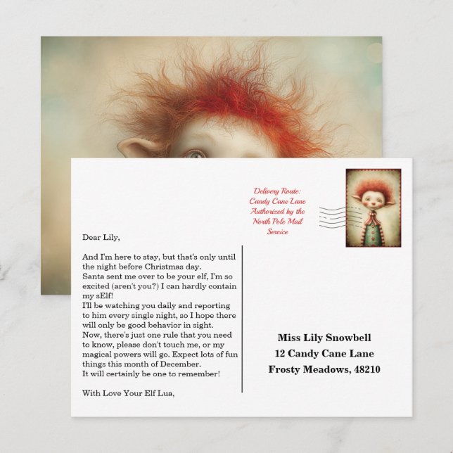 Cartão Postal Elf Arrival Letter | North Pole Welcome Message (Frente/Verso)
