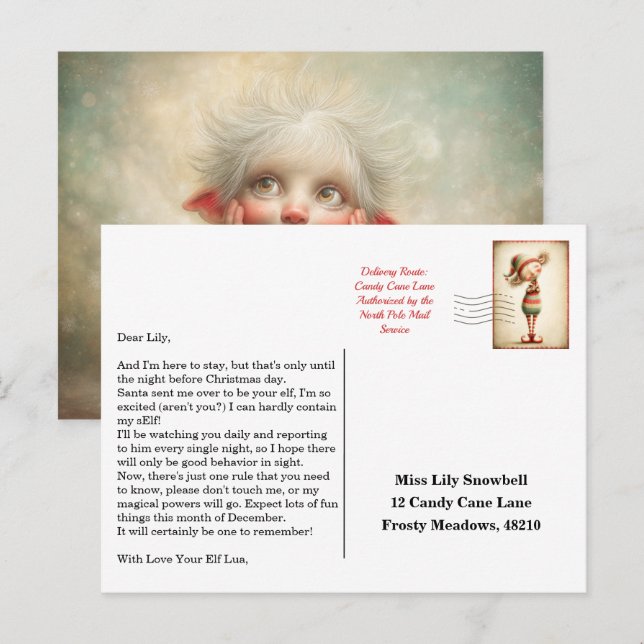 Cartão Postal Elf Arrival Letter | North Pole Welcome Message (Frente/Verso)