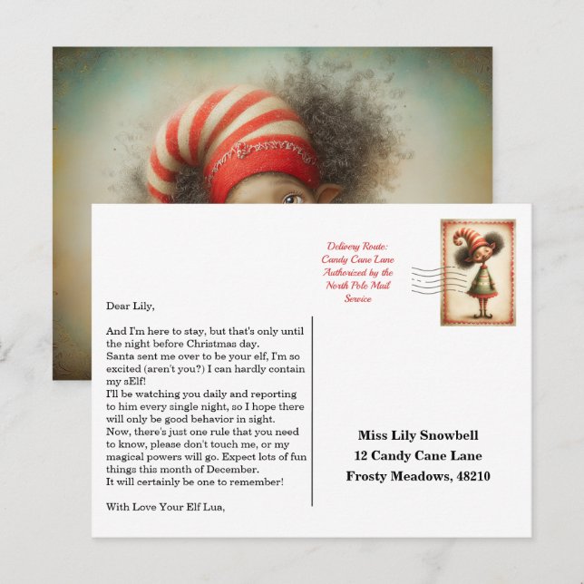 Cartão Postal Elf Arrival Letter | North Pole Welcome Message (Frente/Verso)