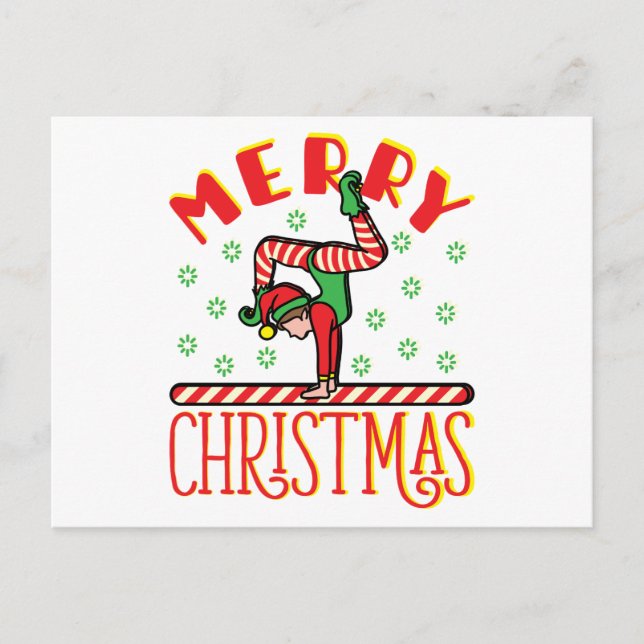 Cartão Postal Elf de ginástica em Beam (Frente)