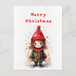 Cartão Postal Elf de Natal design Cute
