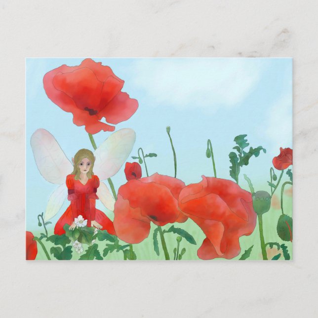 Cartão Postal Elf im Mohn (Frente)