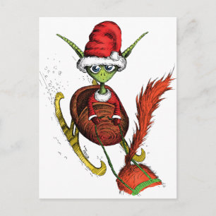 Cartão Postal Elf Riding Sleigh