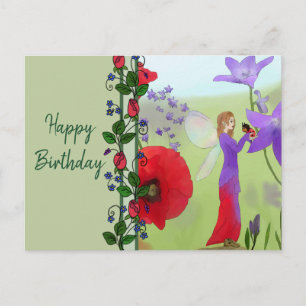 Cartão Postal Elfe im Blumenbet