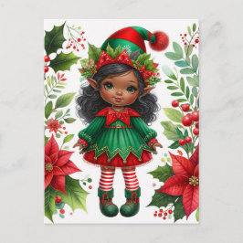 Cartão Postal Elfo de Natal de Pele Escura Feriado