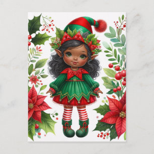 Cartão Postal Elfo de Natal de Pele Escura Feriado