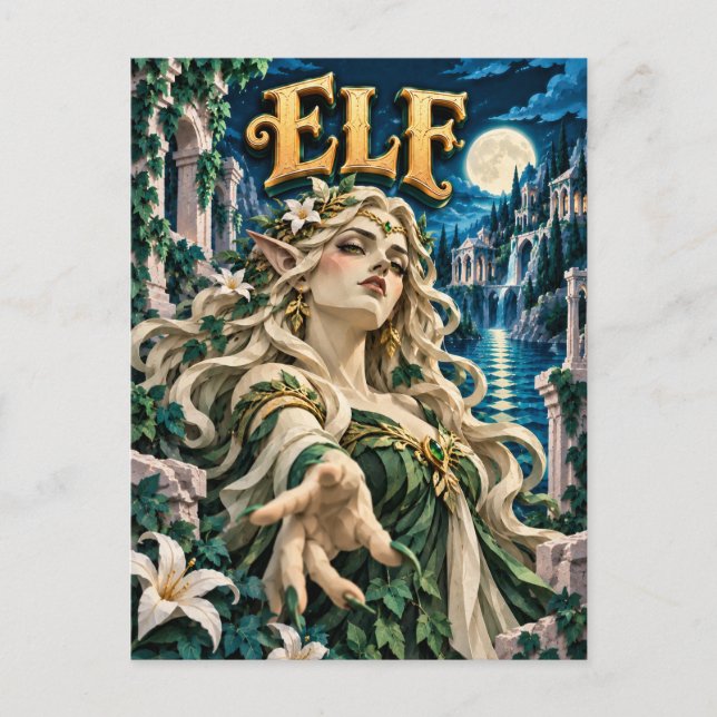 Cartão Postal Elfo, Monstro de Corte de Papel (Frente)