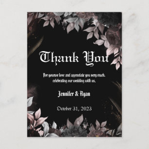 Cartão Postal Elgant Gothic Burgundy Red and Black Floral