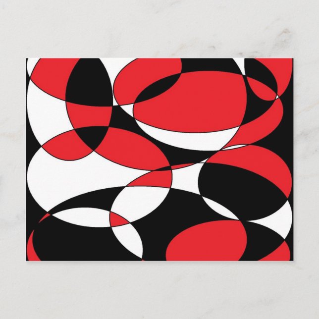Cartão Postal Elípticos de preto, branco e vermelho (Frente)