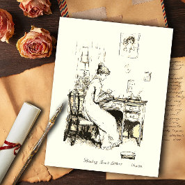 Cartão Postal Elizabeth Bennet Lendo a Letra Beige da Irmã