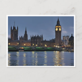 Cartão Postal Elizabeth Tower e Westminster Bridge London Reino