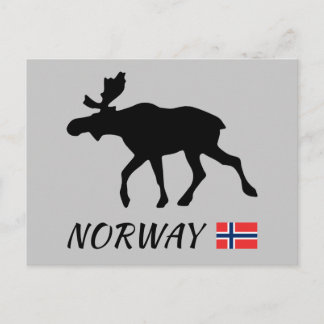 Cartão Postal Elk e Flag da Noruega