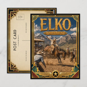 Cartão Postal Elko Nevada Arte Deco Antigo Idade Dourada
