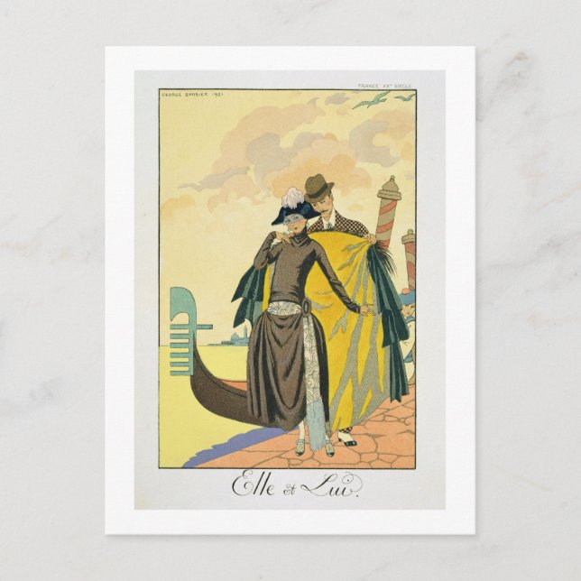 Cartão Postal Elle et Lui, 1921 (impressão pochoir) (Frente)