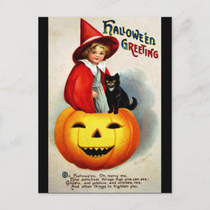Cartão Postal Ellen H. Clapsaddle: Bruxa de Jack O'Lantern