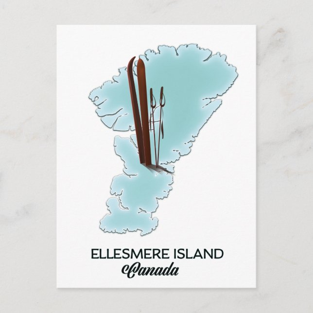 Cartão Postal Ellesmere Ilha Canada map poster (Frente)