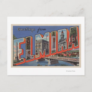 Cartão Postal Elmira, Nova York - Grandes cenas de letras