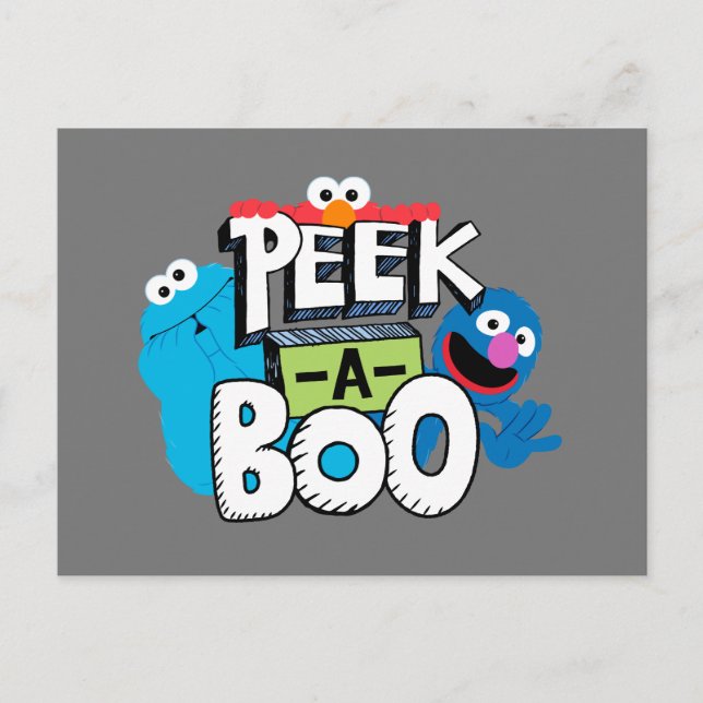 Cartão Postal Elmo, Cookie e Grover | Peek-a-Boo (Frente)