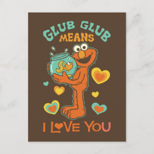 Cartão Postal Elmo Segurando seu Pet Goldfish