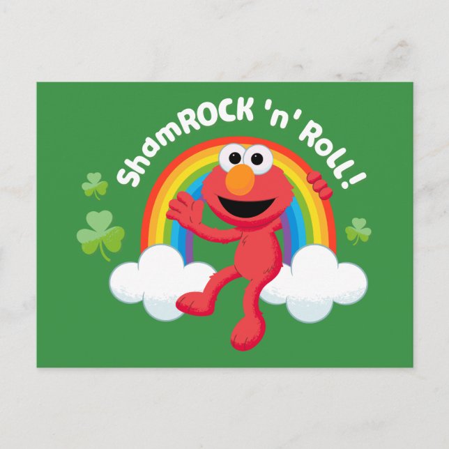 Cartão Postal Elmo | Shamrock 'n' Roll Rainbow (Frente)